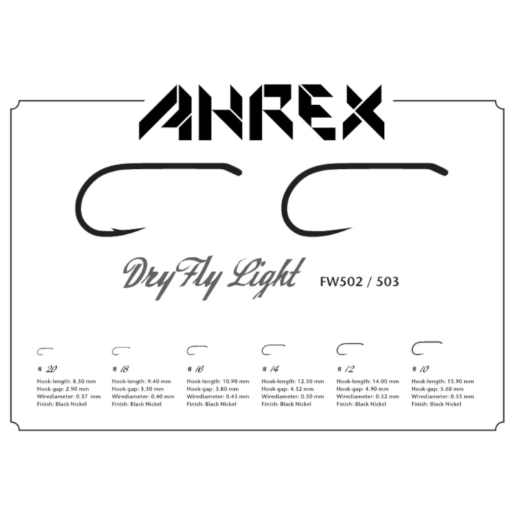 Ahrex Fw502 Dry Fly Light Barbed #20 Trout Fly Tying Hooks